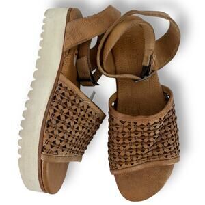 Bed Stu Brisa Brown Leather Platform Sandals Womens Sz 11 Ankle Strap